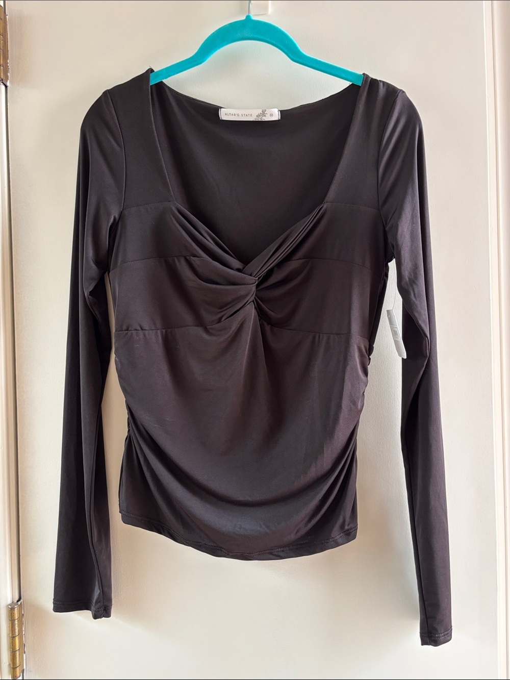NWT Altar'd State Black Twist-Front Long Sleeve Top